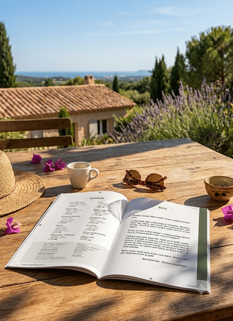 Guide L'indispensable ouvert et poser sur une table — © Andromédias 2026